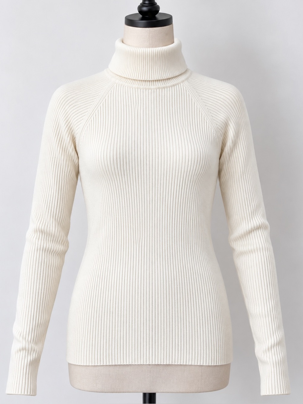 Banana Republic L Ivory Ribbed Turtleneck Sweater Lenzing EcoVero NWT